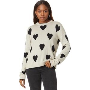 Womens‎ SPLENDID Lottie Cashblend Heart Jacquard Crew Sweater Pullover Jumper S